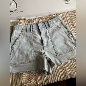 High Rise Denim Workwear Shorts | S